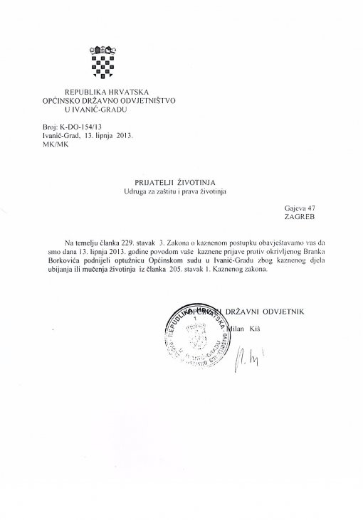 Obavijest Državnog odvjetništva o podizanju optužnice protiv Branka Borkovića [ 110.10 Kb ]